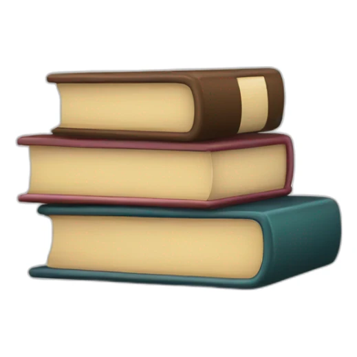 three selstanding books with different size and thick with one book inclined sticker