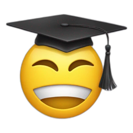 yellow emoji head with mortarboard on its head sticker