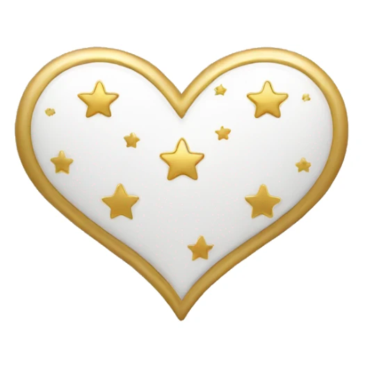 White heart with gold stars sticker