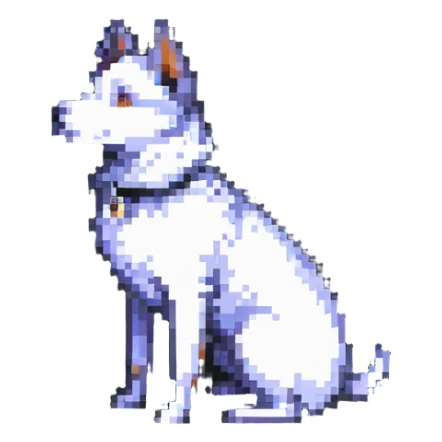 a dog with a half-human body, pixel art style sticker
