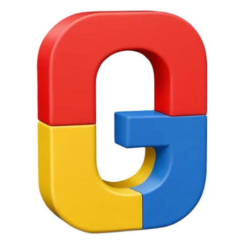 3D letter blocks, similar to alphabet blocks, to create a more dynamic and modern look. with the letter G sticker