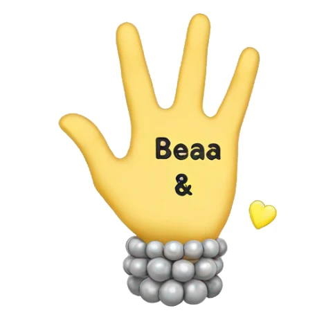 Make a hand with a wrist that has a bea braclet around the wrist the beads are pastel yellow on the sides and the middle has grey beads that are letters that say SWIFTIE only one braclet  sticker