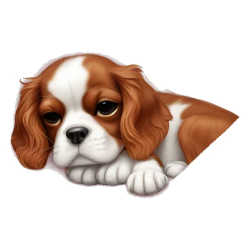 Cavalier King Charles puppy sleeping in baby pink blanket sticker