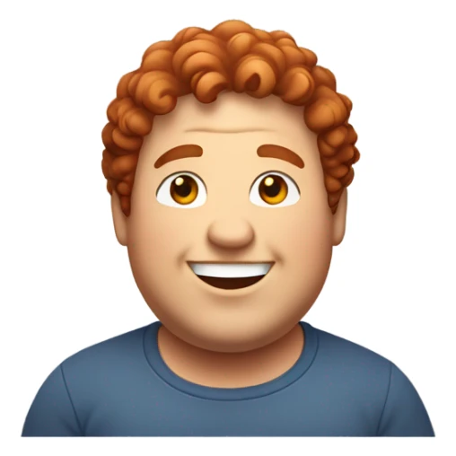 Redish curly few hair guy chubby smiling sticker