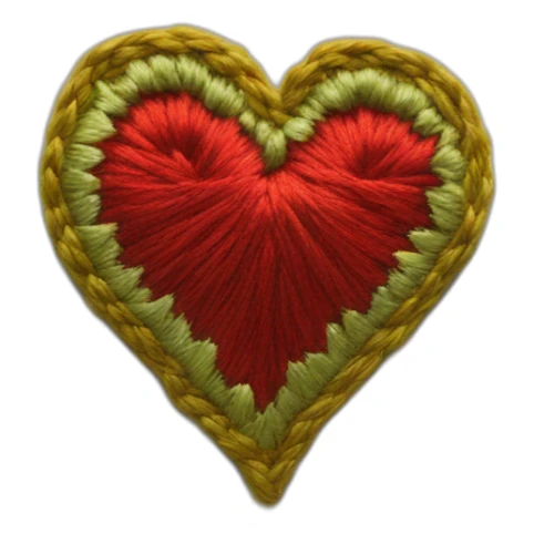 embroidery in the shape of a heart sticker