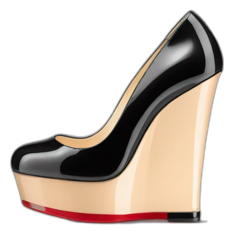 WEDGE heel LOUBOUTIN black leather PATENT sticker