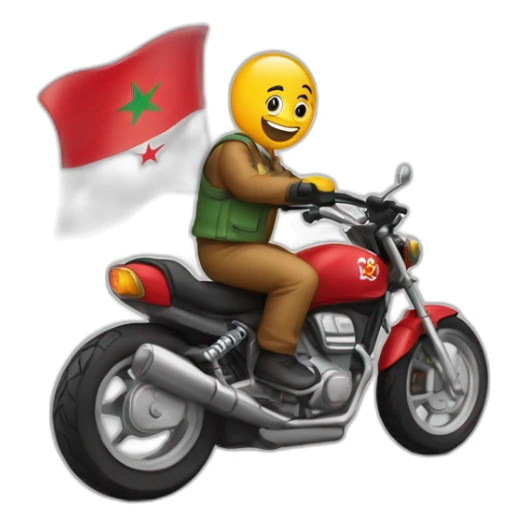 quelqu'un sur une moto avec le drapeau du Maroc derrière sticker