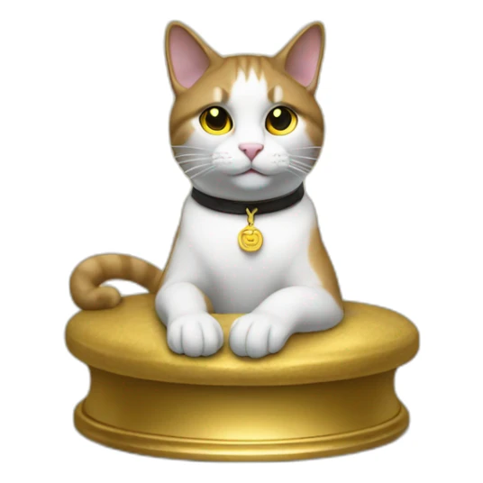 cat secretary sitting on top of the gold cloud sticker