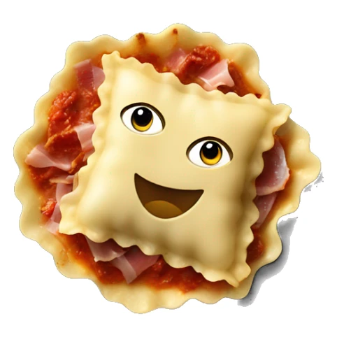 ravioli with cured ham, sundried tomatoes and sauce sticker