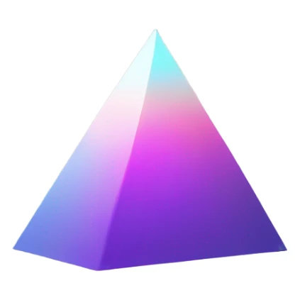 Design a sleek, minimalist 3D logo inspired by a prism. The logo should resemble a three-dimensional pyramid with clean, sharp edges. sticker