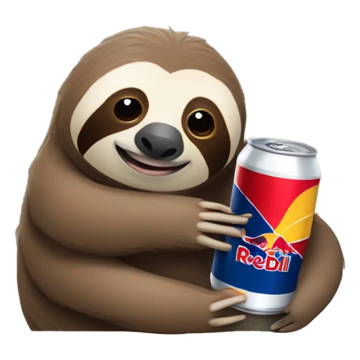 sloth with RedBull can and laptop sticker