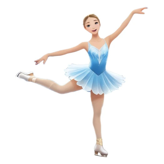 An icon showing The rink is illuminated by soft light beams, with cheering spectators in the stands. Snowflakes gently fall, adding to the magical atmosphere. a graceful figure skater performing a spin on the ice in a grand ice palace. Transparent background highlights elegance and artistry. sticker