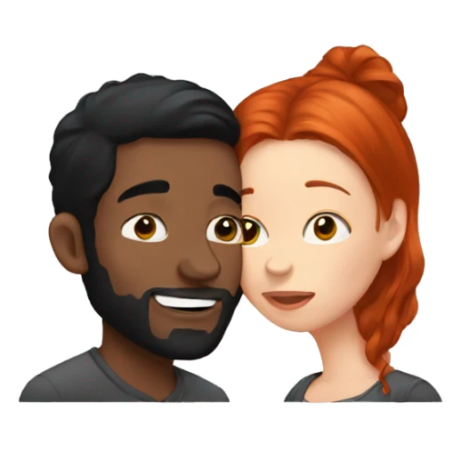 redhead kissing her boyfriend with black Hair sticker