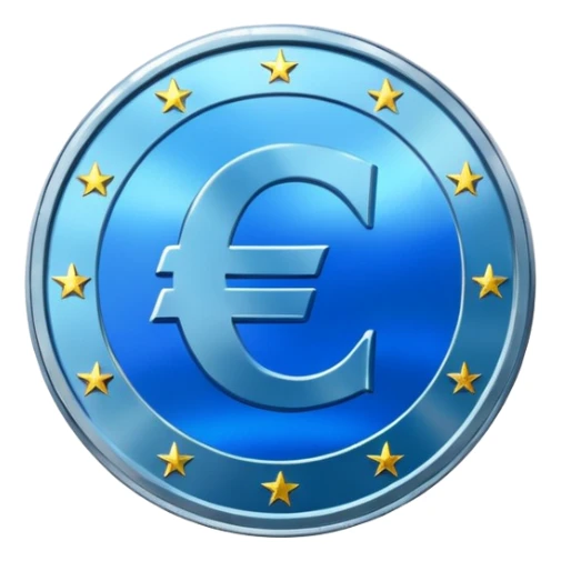 Holographic blue euro coin sticker