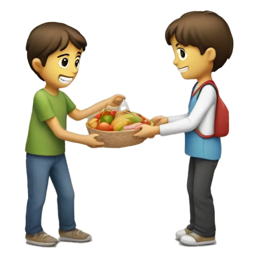 person handing food to a chil sticker