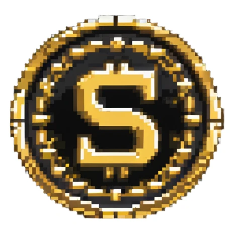 A gold coin with S.R symbols engraved in the center sticker