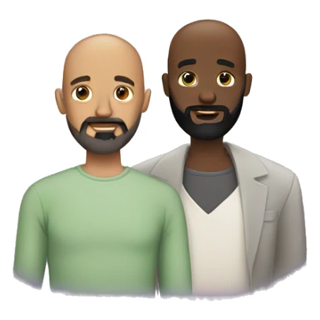 Black bald head man with full beard and black man with mustache and beard hugging sticker