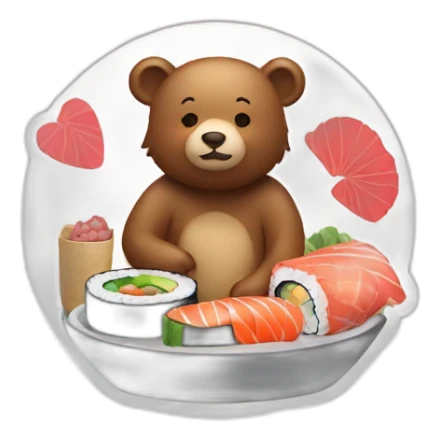 Bear with a kiss and sushi  sticker