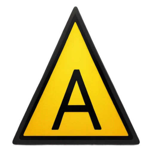 alert road sign tirangular shape, with yellow background and clear black color exclamation  mark ("!") at center sticker