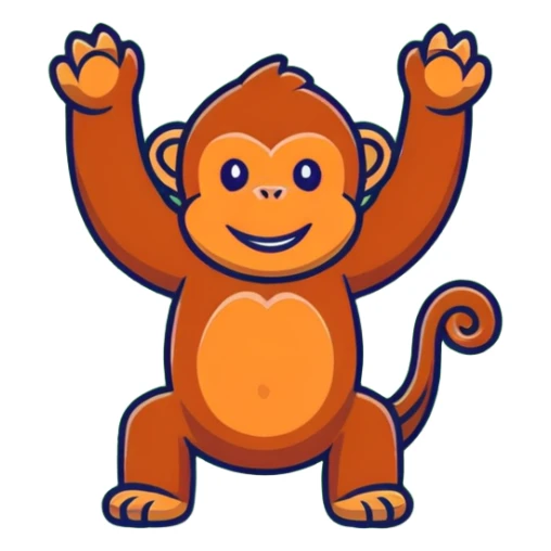 happy orangutan in jungle sticker