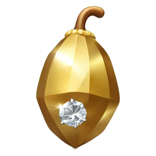 a Diamond Acorn, sparkling cut diamond, with stem of gold sticker