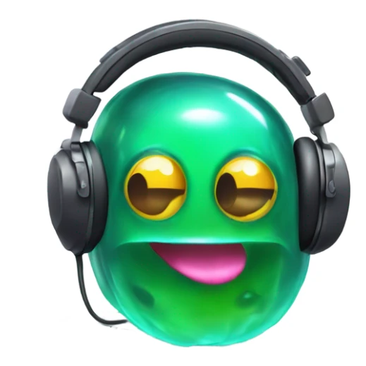 jelly blob with headphones and a music pad sticker