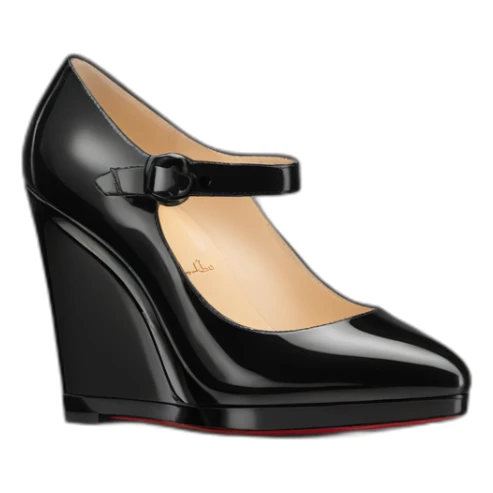 WEDGE heel LOUBOUTIN black leather PATENT sticker