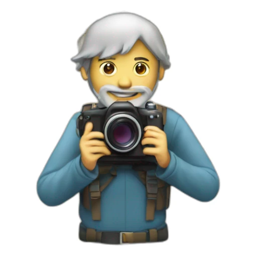 sketchy man with a camera against the background of a world map / globe sticker