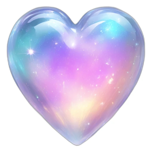 Sparkly glossy Pastel whitish iridescent glass crystal nebula glass heart sticker