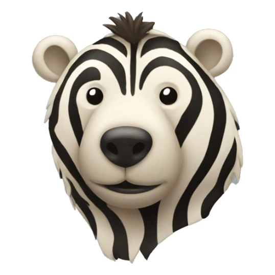 A side profile of a bear with the top half regular and the bottom half zebra sticker
