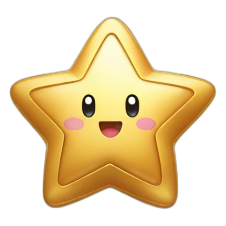 cute happy Kirby holding a golden star sticker