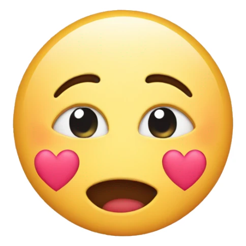 Blushing face emoji with hearts sticker