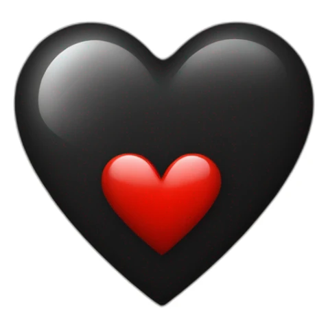 Cœur noir sur coeur rouge sticker
