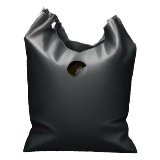 An image of a black plastic bag with diagonal gold stripes. The top part has a cutout handle for easy carrying sticker