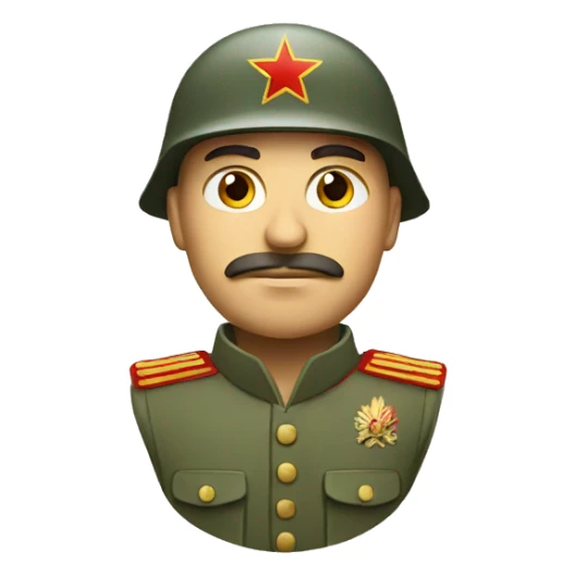 ussr soldier serious with military helmet sticker