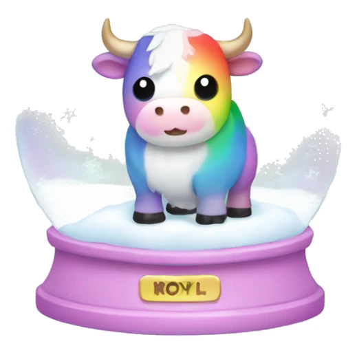 Kawaii rainbow pastel bull in snow globe  sticker