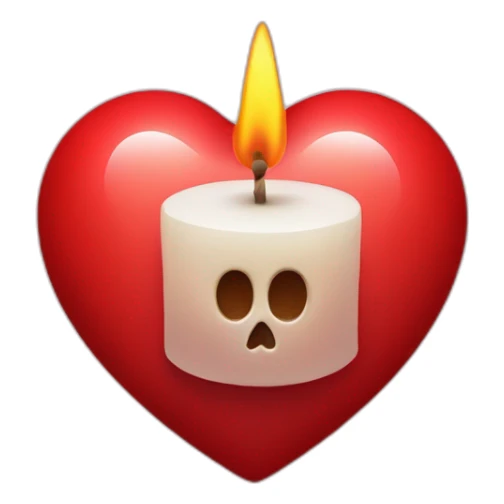 Red heart with a candle insight symbol for death sticker