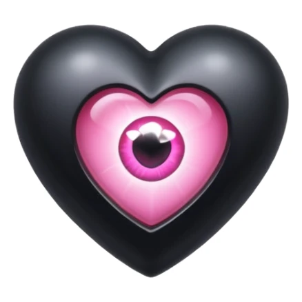 A black heart Gem with a pink eye in the center sticker