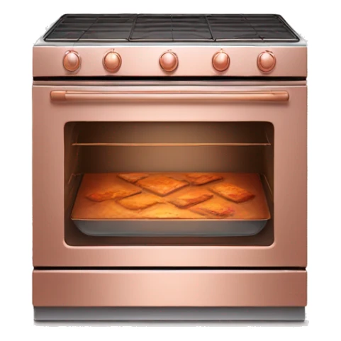 Realistic side view of rose gold oven. sticker