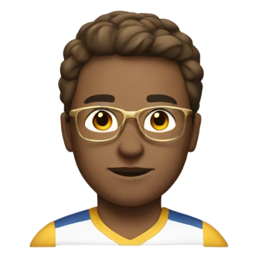 a sportif with short brown hair and gold glasses sticker