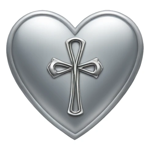 Silver heart shape with ankh in the center sticker