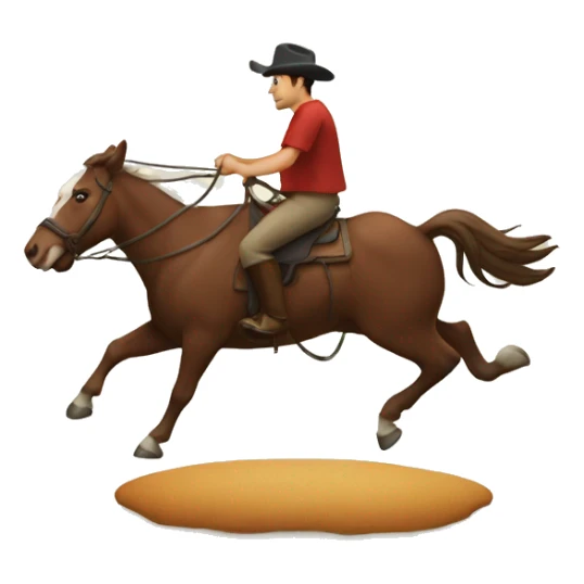man riding a horse running behind an ox sticker