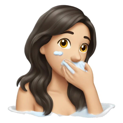 Pretty brunette woman washing her face  sticker