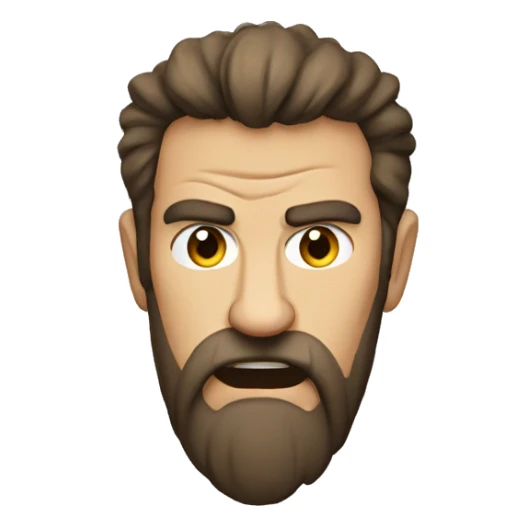 angry man head, scruffy short brown hair, beard sticker