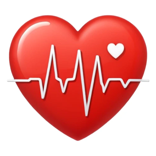 Minimal line-art icon of a heart with a pulse line inside, clean modern style, simple outlines, no background, transparent, represents “medical challenges / health difficulties sticker