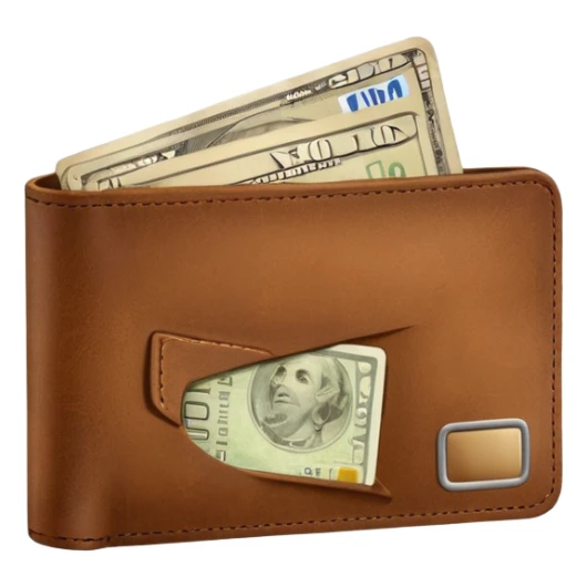 portefeuille marron avec billet et carte bancaire sticker