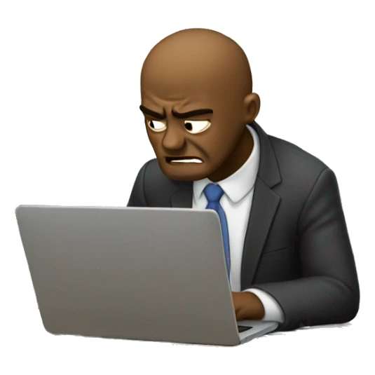 crying man looking at laptop showing stock chart  sticker