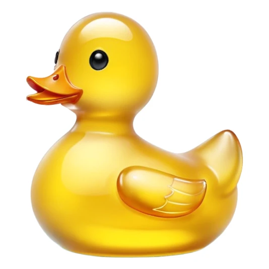 glowing glass rubber duck,  minimalistic yellow transparent glass 3d neon glowing sticker