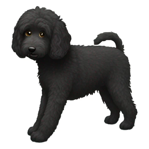 Black labradoodle doing downward dog yoga pose sticker