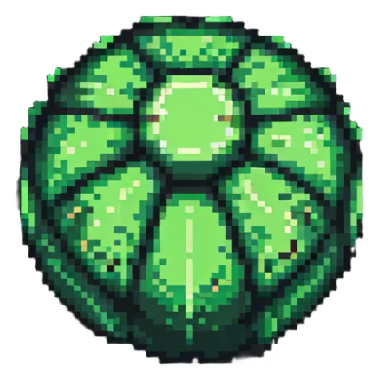Green digital bomb, round bomb body with green highlights and details, no timer, nature-inspired design, pixel art style sticker